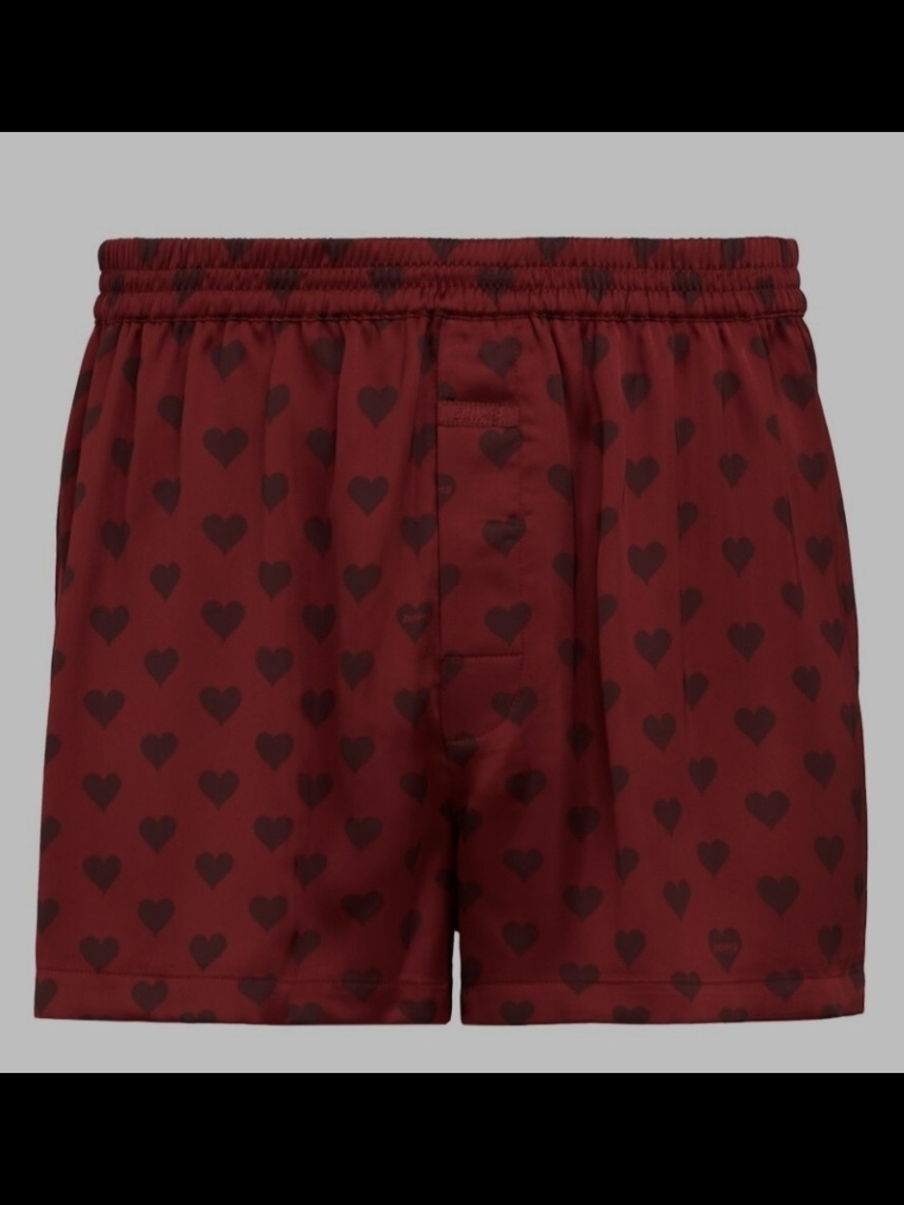 SKIMS Men's Burgundy Boxer Shorts with Dark Heart Print